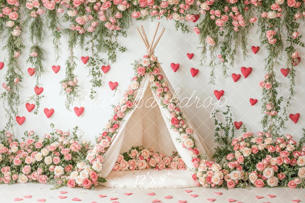 Kate Valentine Flower Arch Tent Hearts Backdrop Designed by Emetselch - Image 8