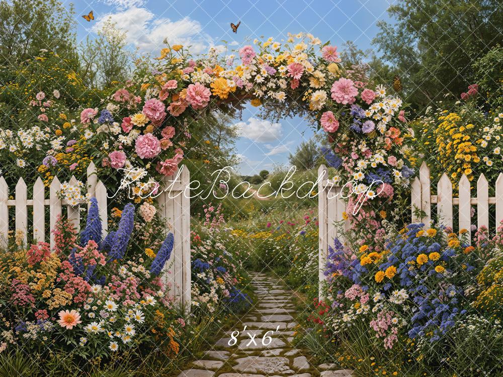 Kate Spring Flower Arch White Fence Garden Backdrop Designed by Emetselch - Image 4