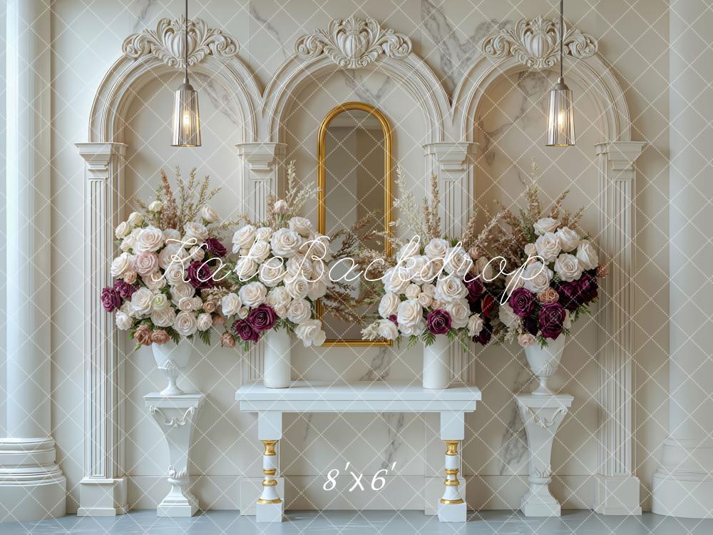 Kate White Floral Ornate Columns Backdrop Designed by Mini MakeBelieve - Image 3
