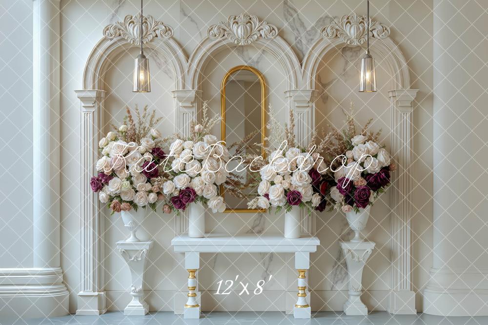 Kate White Floral Ornate Columns Backdrop Designed by Mini MakeBelieve - Image 8