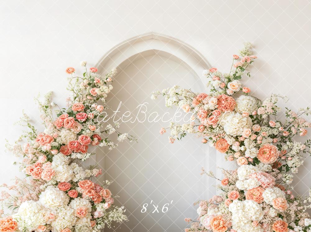 Kate Floral Arch White Blooms Arch Wall Backdrop Designed by Emetselch - Image 3