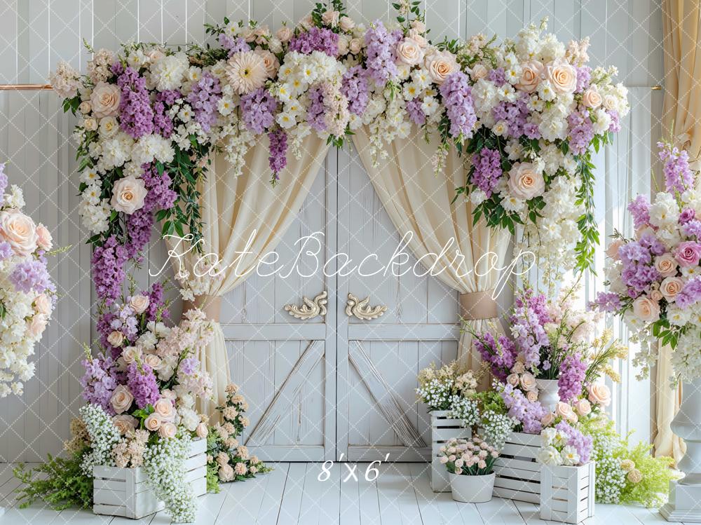 Kate Flower Arch White Wooden Door Backdrop Designed by Mini MakeBelieve - Image 3