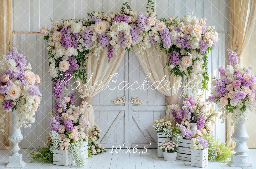Kate Flower Arch White Wooden Door Backdrop Designed by Mini MakeBelieve - Image 4