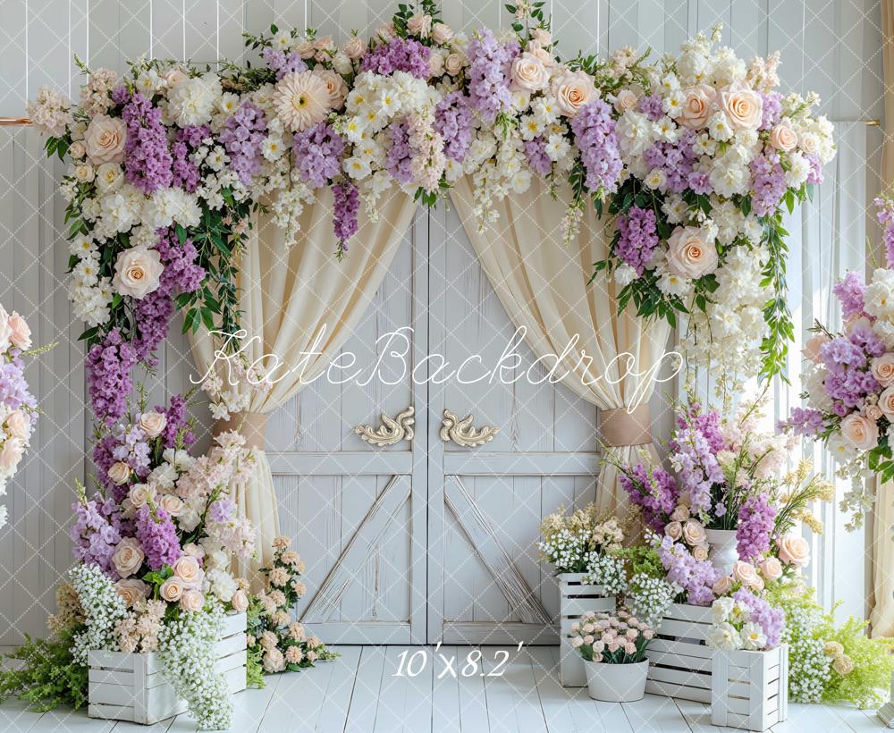 Kate Flower Arch White Wooden Door Backdrop Designed by Mini MakeBelieve - Image 6