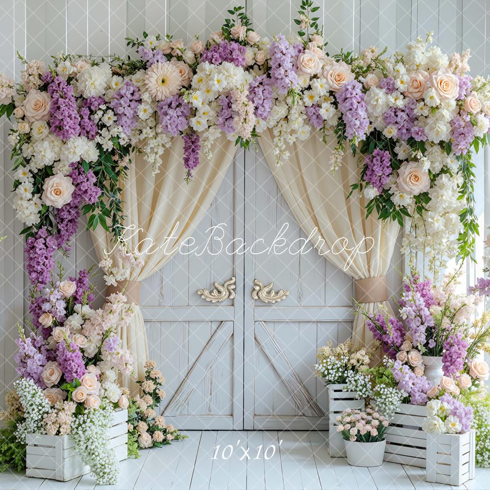 Kate Flower Arch White Wooden Door Backdrop Designed by Mini MakeBelieve - Image 7