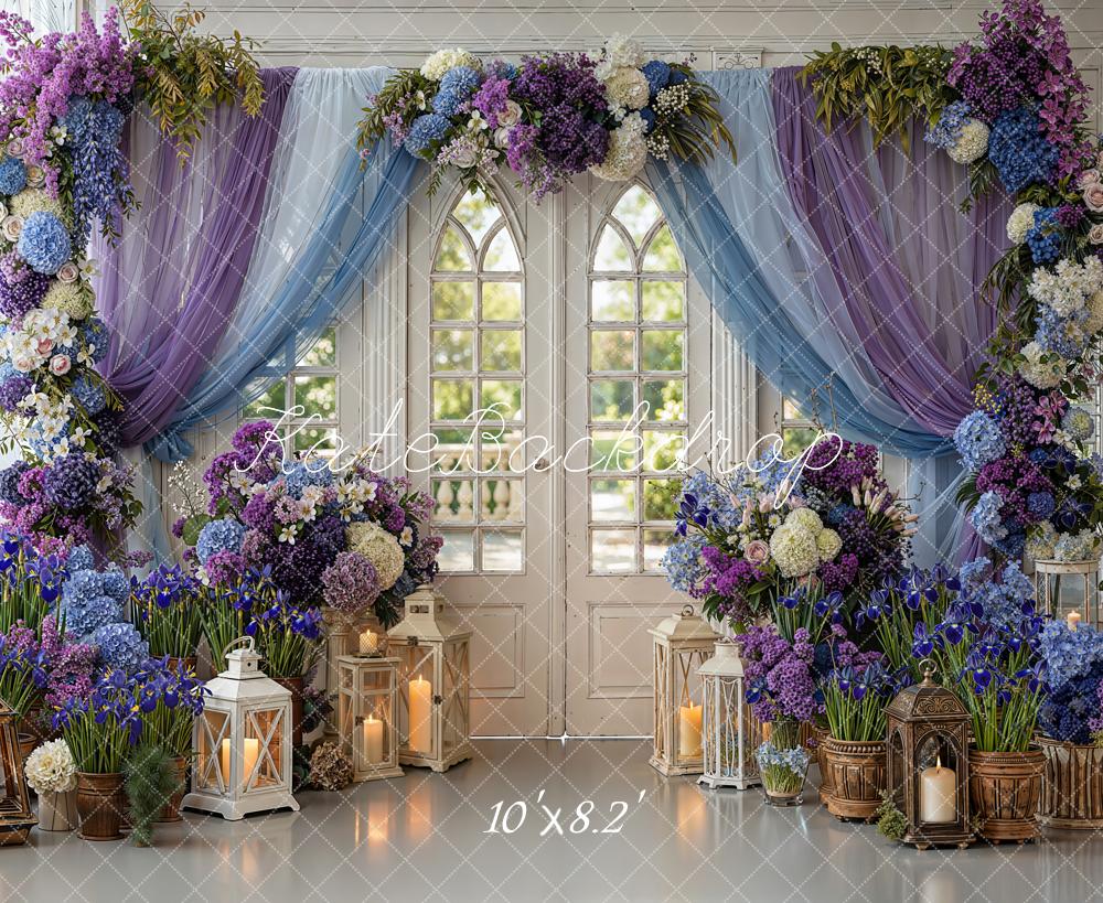 Kate Spring Window Drapes Lanterns Fleece Backdrop Designed by Emetselch - Image 3