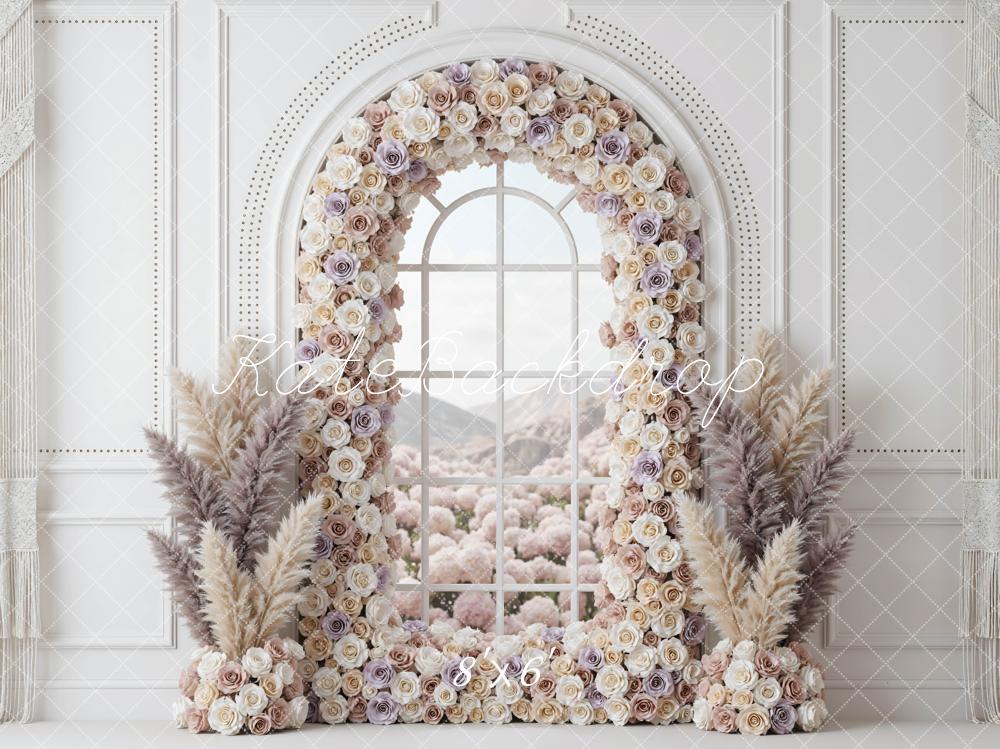 Kate Flower Arch Window Pampas Grass Backdrop Designed by Mini MakeBelieve - Image 3