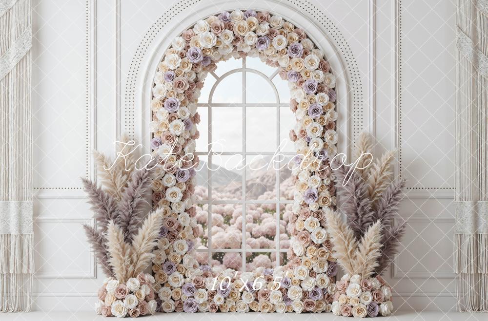 Kate Flower Arch Window Pampas Grass Backdrop Designed by Mini MakeBelieve - Image 4
