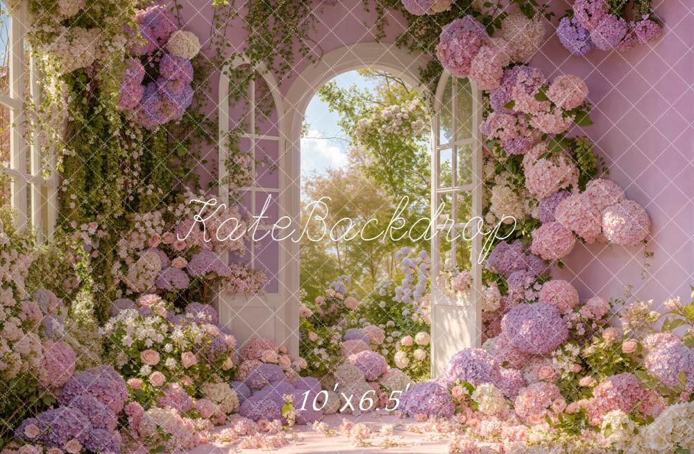 Kate Spring Floral Window Pink Garden Backdrop Designed by Emstselch - Image 4