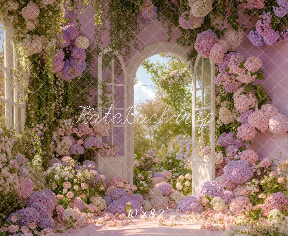 Kate Spring Floral Window Pink Garden Backdrop Designed by Emstselch - Image 6
