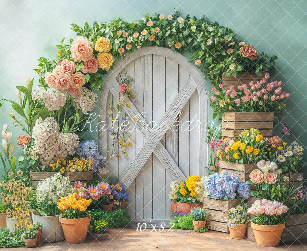 Kate Spring Flower Arch Wooden Door Backdrop Designed by Emetselch - Image 6