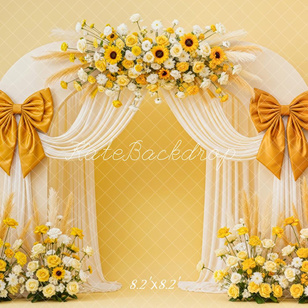 Kate Bow Arch Yellow Flowers Cream Drapes Backdrop Designed by Patty Robert - Image 5