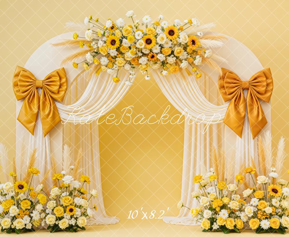 Kate Bow Arch Yellow Flowers Cream Drapes Backdrop Designed by Patty Robert - Image 6