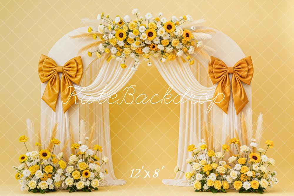 Kate Bow Arch Yellow Flowers Cream Drapes Backdrop Designed by Patty Robert - Image 8
