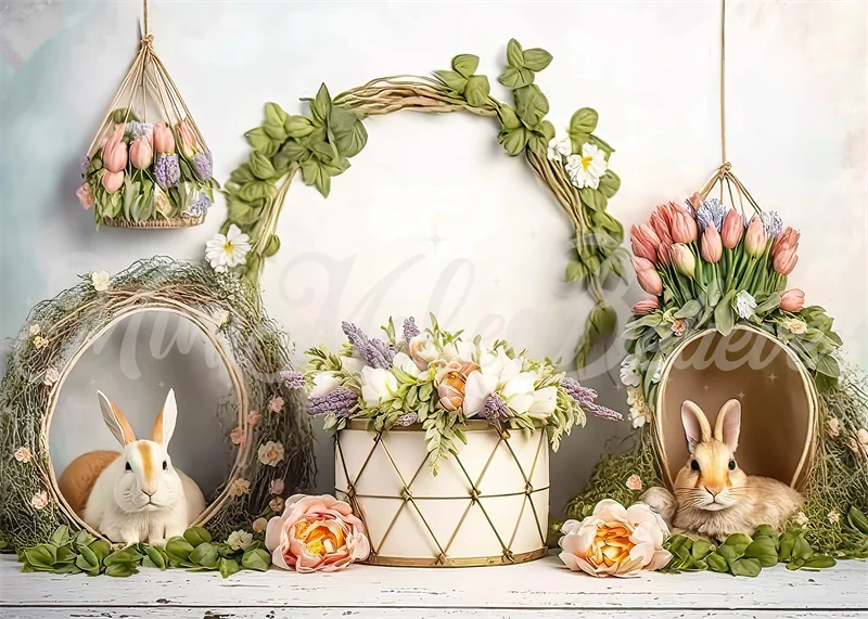 Kate Flower Easter Bunny Basket Backdrop Designed by Mini MakeBelieve - Image 2