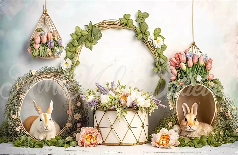 Kate Flower Easter Bunny Basket Backdrop Designed by Mini MakeBelieve - Image 3