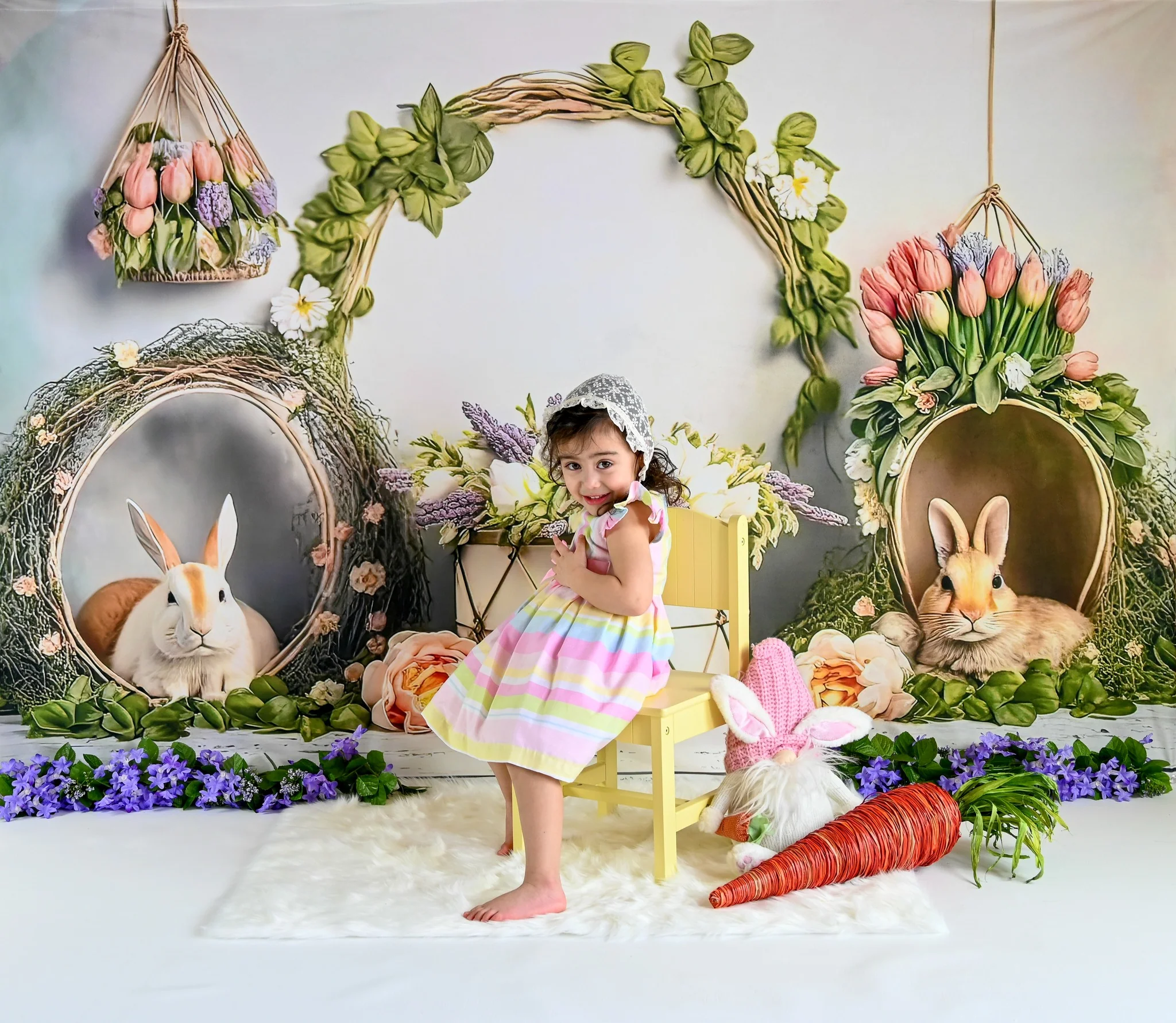Kate Flower Easter Bunny Basket Backdrop Designed by Mini MakeBelieve - Image 4