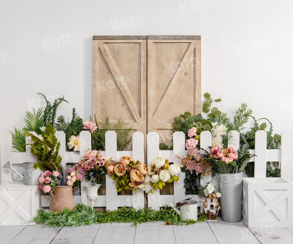 Kate Spring Flower Fence Wooden Door Backdrop Designed by Emetselch - Image 4