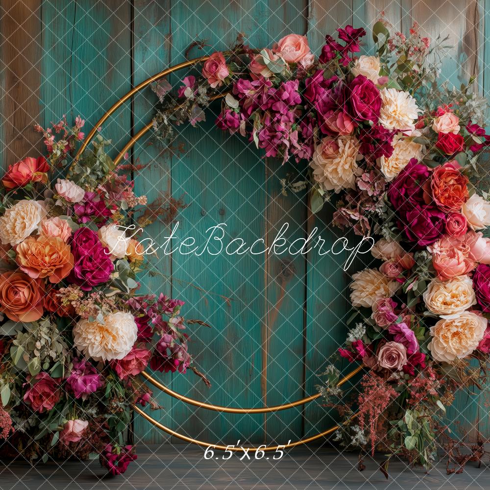 Kate Flower Hoop Rustic Green Wooden Backdrop Designed by Patty Robert - Image 2