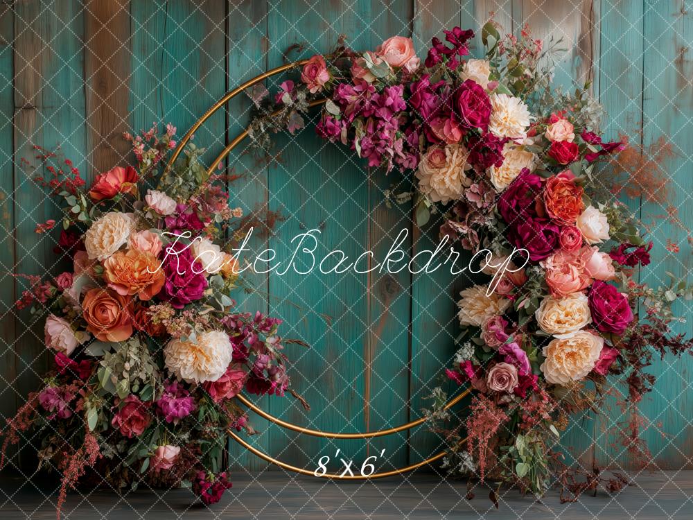 Kate Flower Hoop Rustic Green Wooden Backdrop Designed by Patty Robert - Image 3