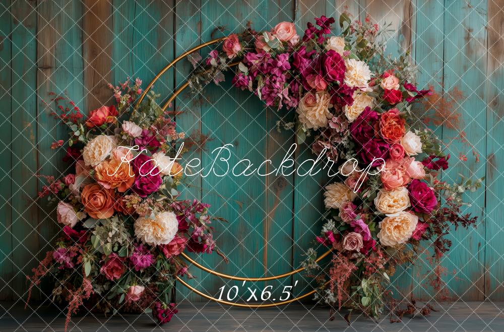 Kate Flower Hoop Rustic Green Wooden Backdrop Designed by Patty Robert - Image 4