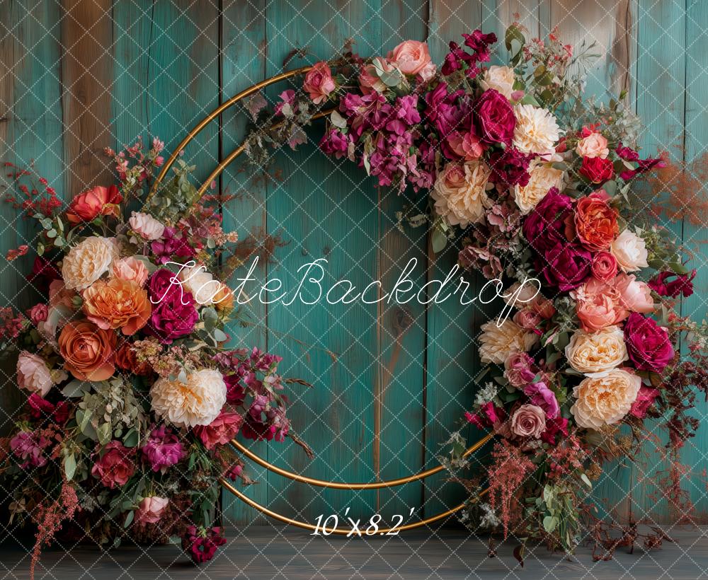 Kate Flower Hoop Rustic Green Wooden Backdrop Designed by Patty Robert - Image 5