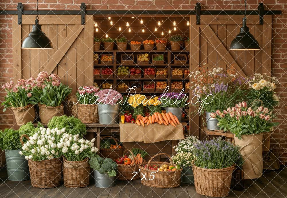 Kate Flower Market Fruit Vegetable Baskets Rustic Backdrop Designed by Emstselch - Image 2