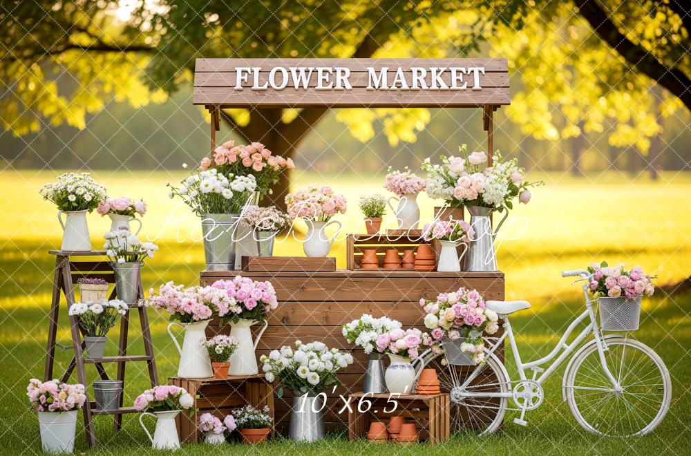 Kate Flower Market Pastel Bicycle Fleece Backdrop Designed by Patty Robert - Image 2