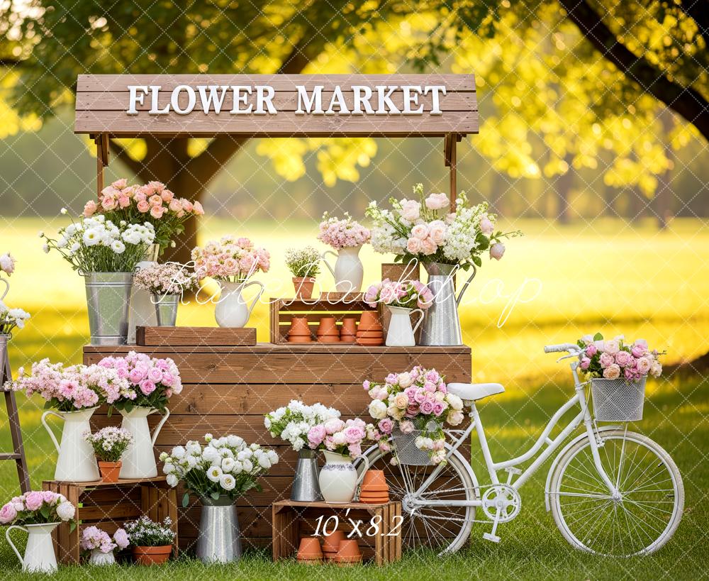 Kate Flower Market Pastel Bicycle Fleece Backdrop Designed by Patty Robert - Image 3