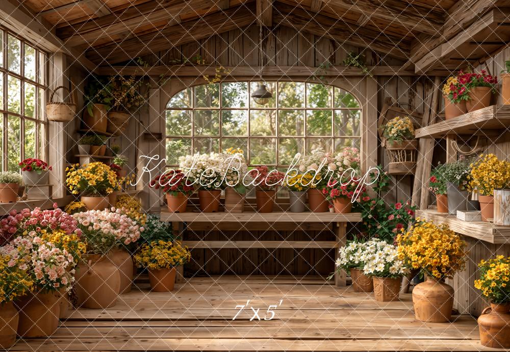 Kate Floral Pots Wooden Shelves Window Backdrop Designed by Emetselch - Image 2