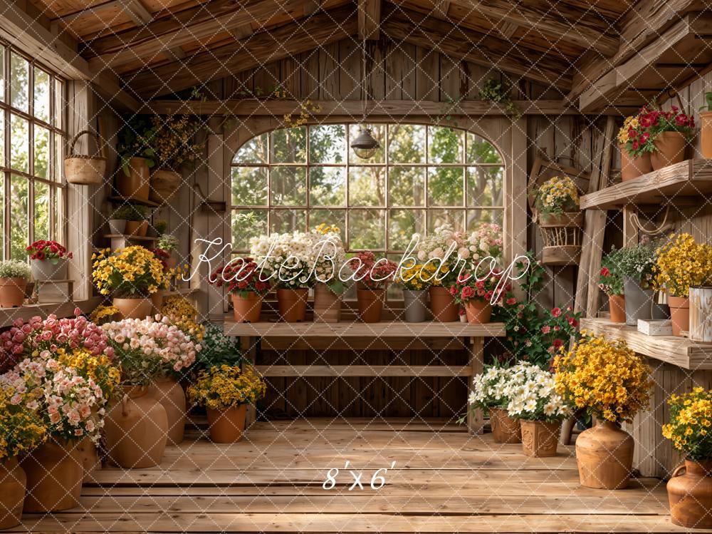 Kate Floral Pots Wooden Shelves Window Backdrop Designed by Emetselch - Image 5