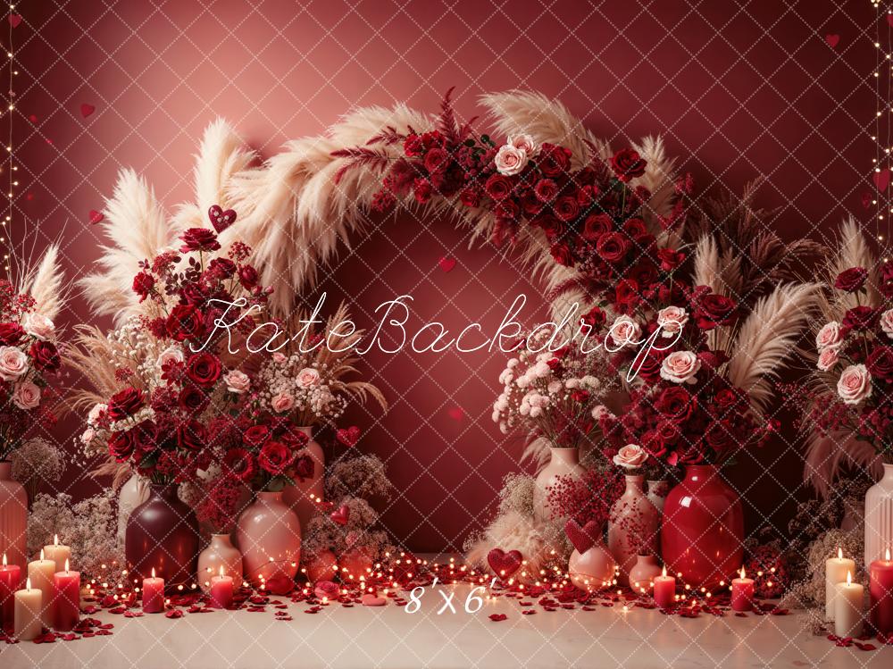 Kate Valentine Red Roses Candles Backdrop Designed by Emetselch - Image 3