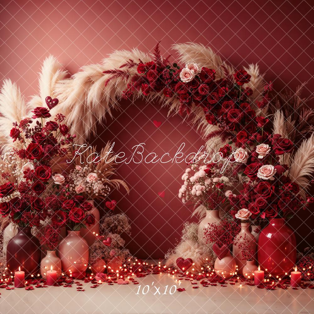 Kate Valentine Red Roses Candles Backdrop Designed by Emetselch - Image 7