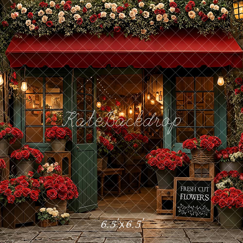 Kate Flower Shop Red Roses Door Backdrop Designed by Emetselch - Image 2