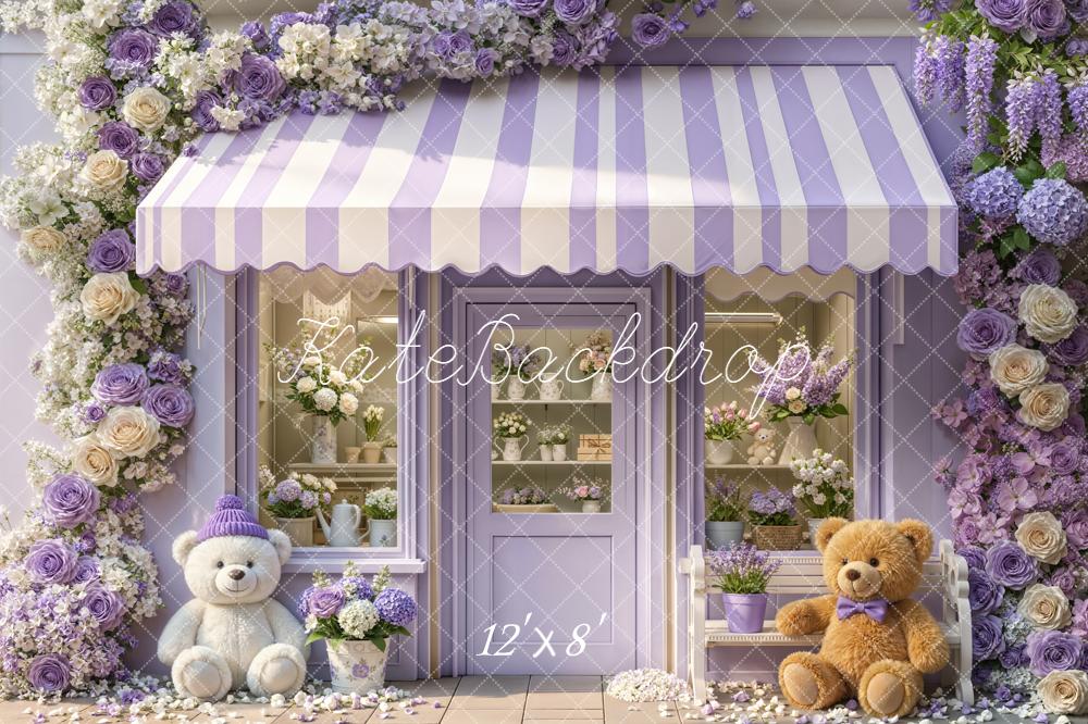 Kate Flower Shop Teddy Bears Purple Fleece Backdrop Designed by Emetselch - Image 4