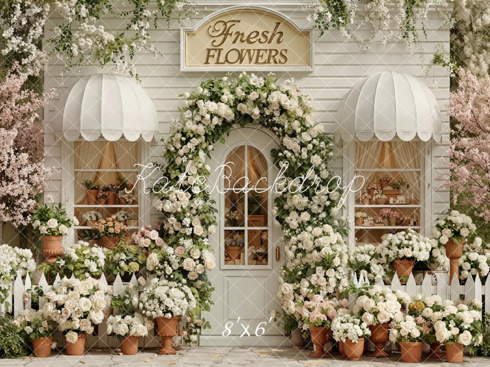 Kate Spring Flower Shop White Roses Archway Backdrop Designed by Emetselch - Image 3