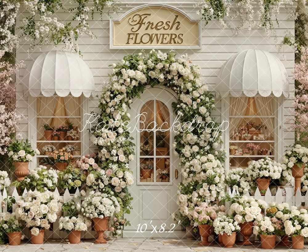Kate Spring Flower Shop White Roses Archway Backdrop Designed by Emetselch - Image 6