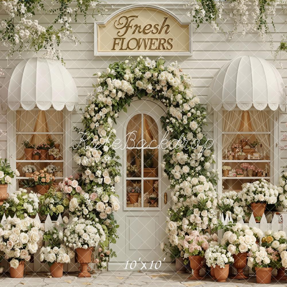 Kate Spring Flower Shop White Roses Archway Backdrop Designed by Emetselch - Image 7