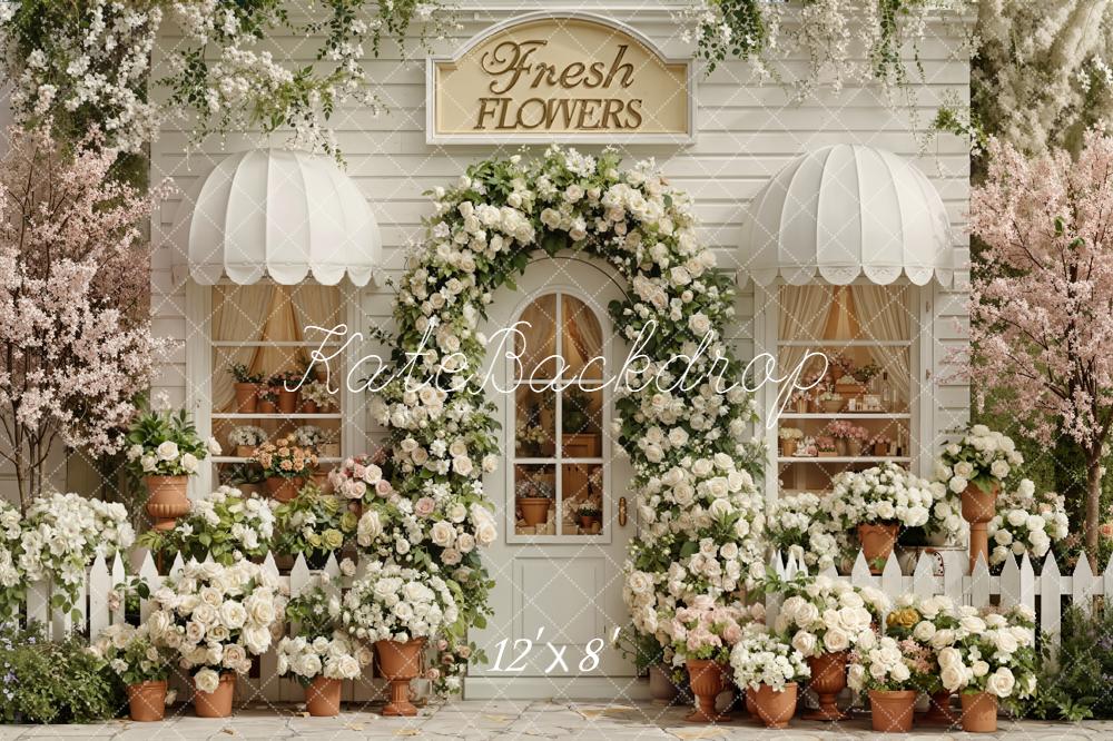 Kate Spring Flower Shop White Roses Archway Backdrop Designed by Emetselch - Image 8