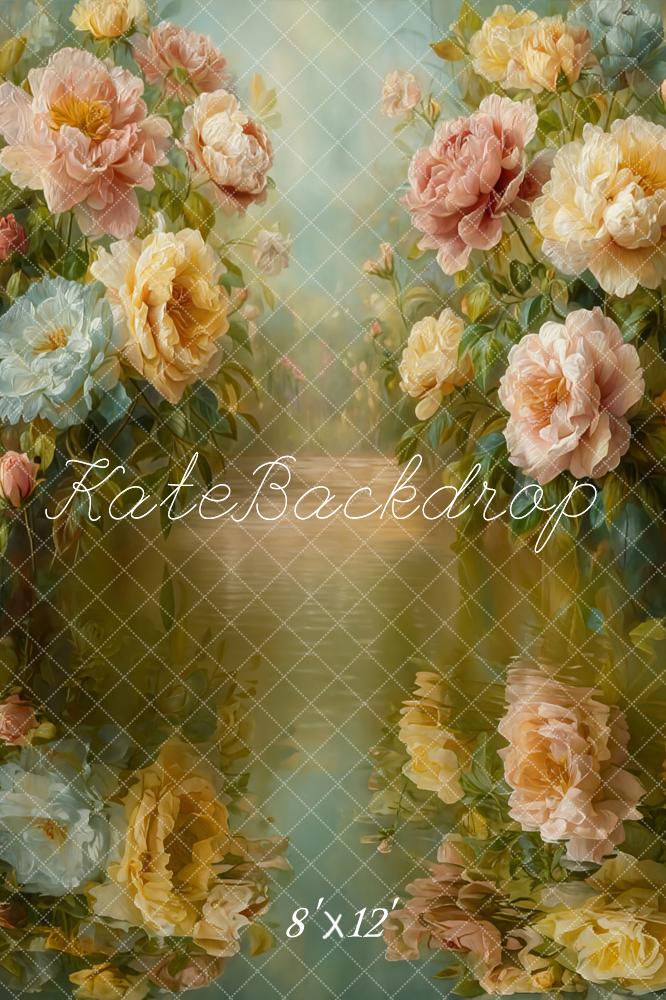 Kate Flower Water Reflection Pastel Fleece Backdrop Designed by GQ - Image 4