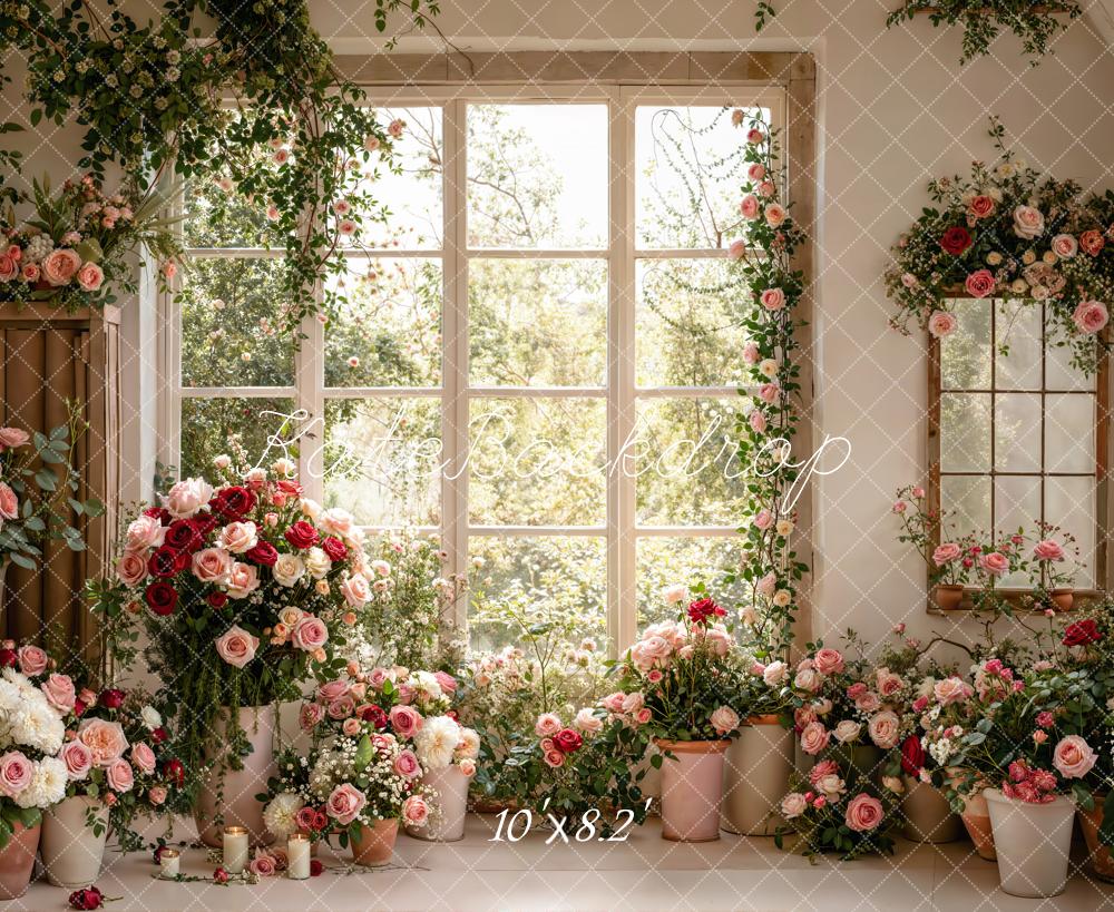 Kate Floral Window Garden Fleece Backdrop Designed by Emetselch - Image 3