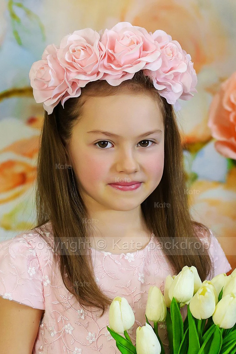 Kate Flower Yellow Background Hand Painting Printed Backdrop for Photography - Image 7