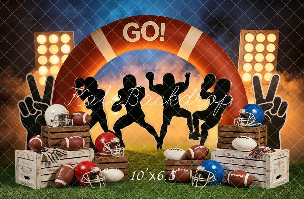 Kate Football Arch Helmets Silhouettes Fleece Backdrop Designed by Emetselch - Image 2