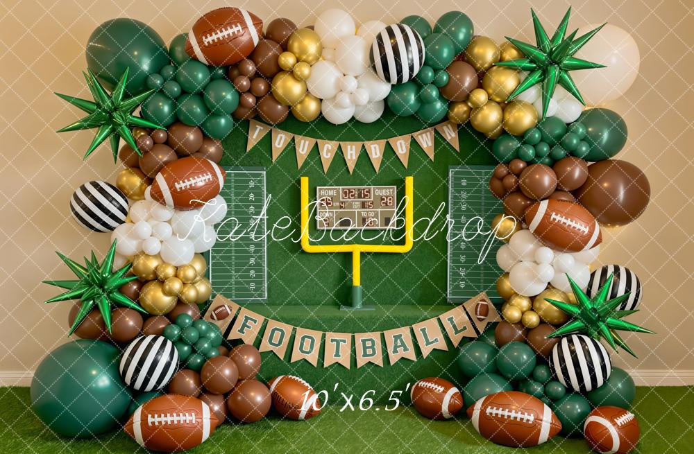 Kate Football Balloons Goalpost Green Backdrop Designed by Emetselch - Image 4