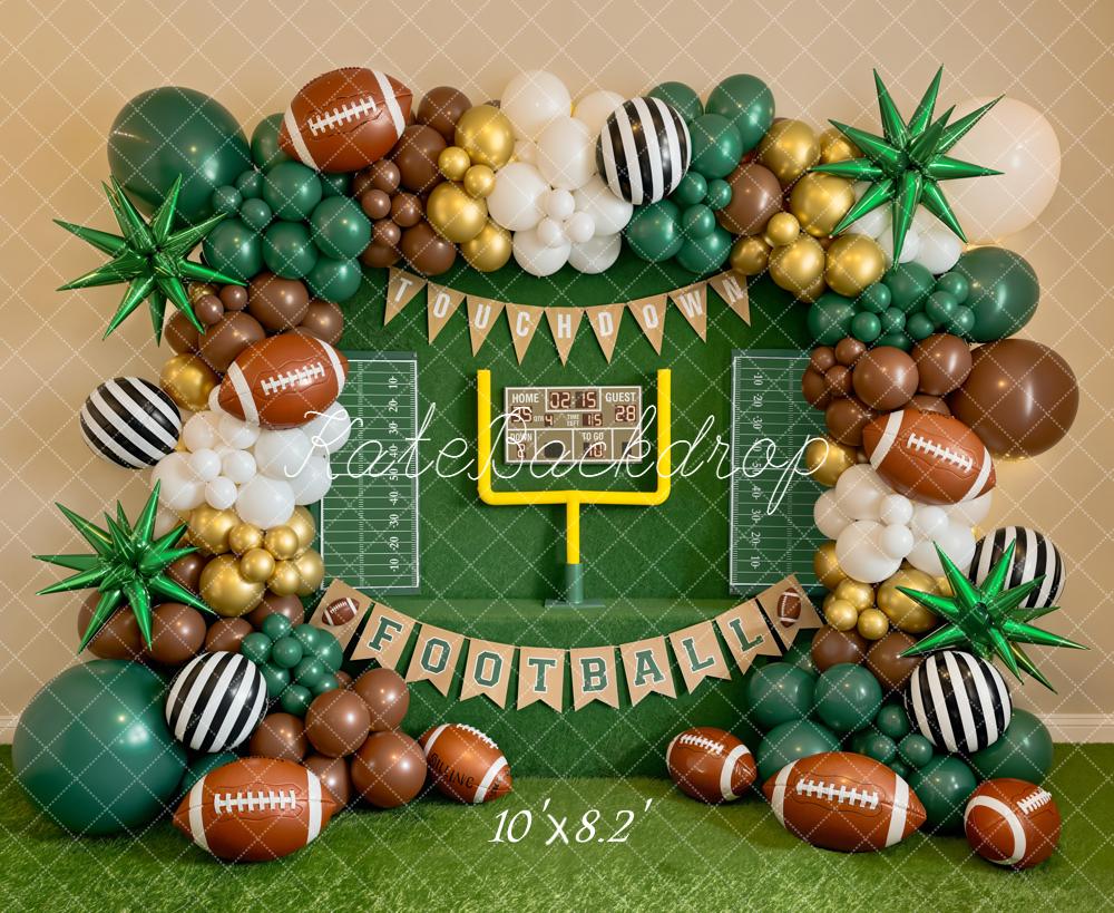 Kate Football Balloons Goalpost Green Backdrop Designed by Emetselch - Image 6