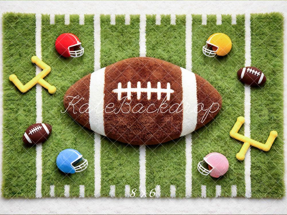 Kate Football Field Large Ball Helmets Goalposts Green Backdrop Designed by Mini MakeBelieve - Image 3