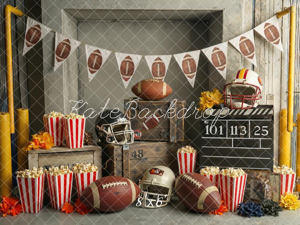 Kate Football Popcorn Helmets Crates Backdrop Designed by Chain Photography - Image 3