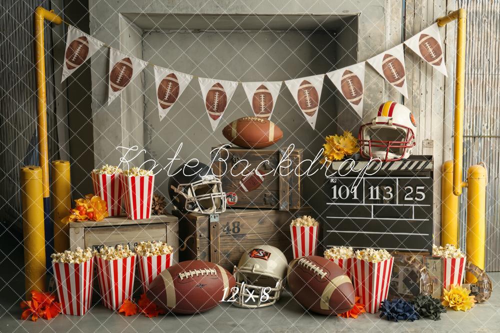 Kate Football Popcorn Helmets Crates Backdrop Designed by Chain Photography - Image 8