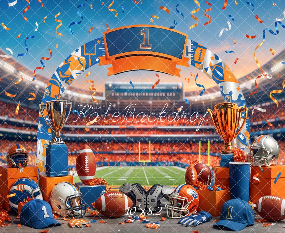 Kate Football Stadium Arch Trophies Fleece Backdrop Designed by Chain Photography - Image 3