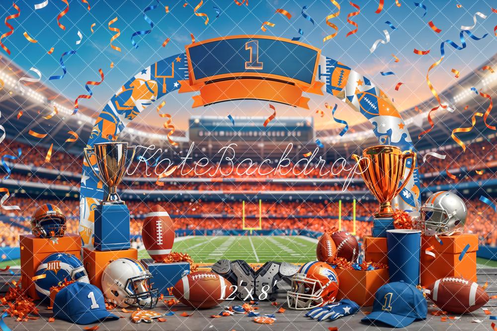 Kate Football Stadium Arch Trophies Fleece Backdrop Designed by Chain Photography - Image 4